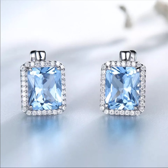 Jewelry - Sky Blue Topaz S925 CZ Earrings